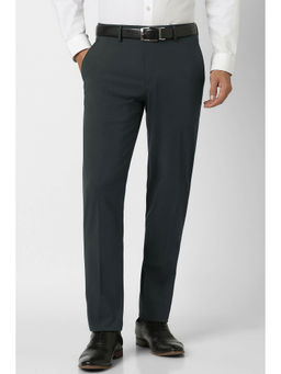 Van Heusen - Men Grey Solid Polyester Blend Formal Trouser