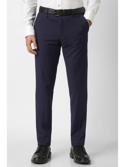 Van Heusen - Men Purple Textured Polyester Blend Formal Trouser