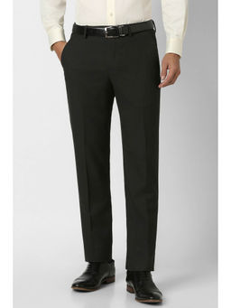 Van Heusen - Men Black Solid Polyester Blend Formal Trouser