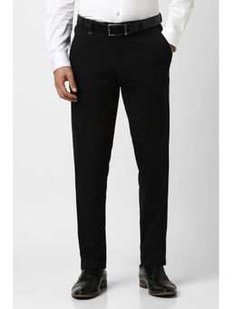 Van Heusen - Men Black Solid Nylon Blended Formal Trouser