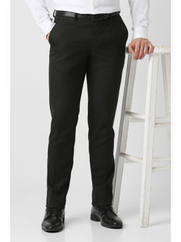 Van Heusen - Men Black Checks Polyester Blend Formal Trouser