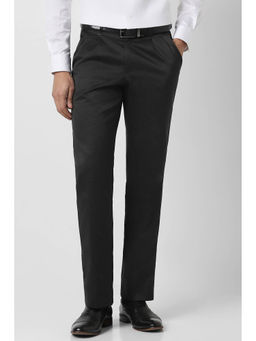 Van Heusen - Men Black Solid Polyester Blend Formal Trouser