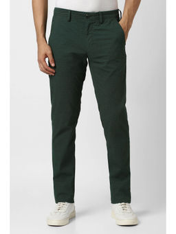Van Heusen - Men Green Checks Cotton Blend Casual Trouser