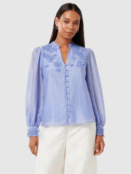Forever New - Blue Applique Blouse