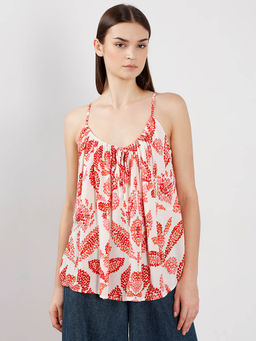 VERO MODA - White And Red Printed Strappy Top