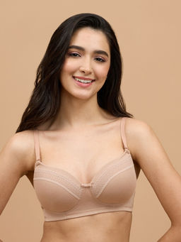 Nykd by Nykaa - Lace Detail Breathe 3/4th Coverage T-shirt Bra-NYB358-Dark Skin