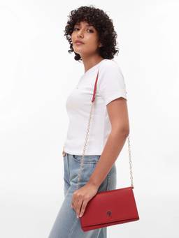 Tommy Hilfiger - Solid Red Polyurethane Sling Bag