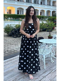 Botnia - Shyla Pocket Black Dress with White Polka