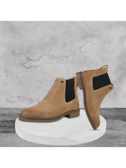 EZOK - Men Casual Leather Chelsea Boots Tan