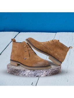 EZOK - Men Casual Leather Chukka Boots Brown