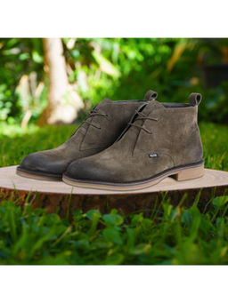 EZOK - Men Casual Leather Chukka Boots Grey