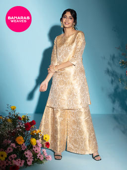 Gajra Gang - Banaras Gold Brocade Straight Kurta GGKUR12