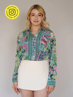 HOUSE OF SAL - Printed Satin Shirt- Multi