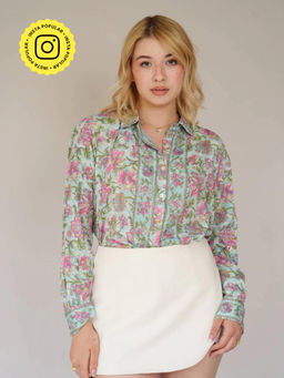 HOUSE OF SAL - Printed Satin Shirt- Multi
