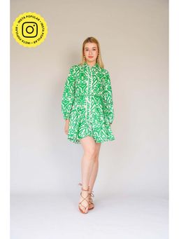 HOUSE OF SAL - Printed Green Shirt Dress with Belt (Set of 2)
