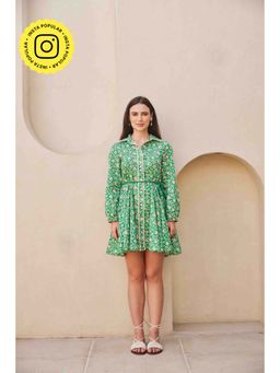 HOUSE OF SAL - Amazon Green Shirt Dress with Belt (Set of 2)