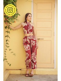 HOUSE OF SAL - Maroon Lola Printed Co-Ord Set (Set of 2)