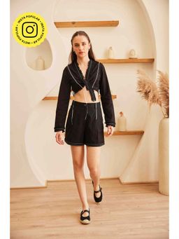 HOUSE OF SAL - Black Rivana Co-Ord Set Shirt and Shorts (Set of 2)