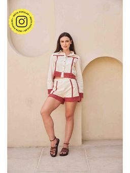HOUSE OF SAL - Cream Malice Co-Ord Set Shirt and Shorts (Set of 2)