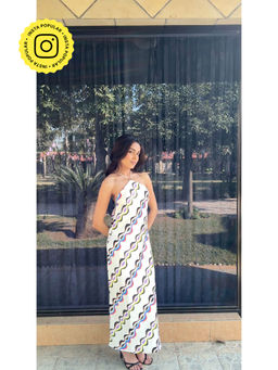HOUSE OF SAL - Printed Backless Satin Maxi Dress