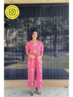 HOUSE OF SAL - Pink Embroidered Co Ord (Set of 3)