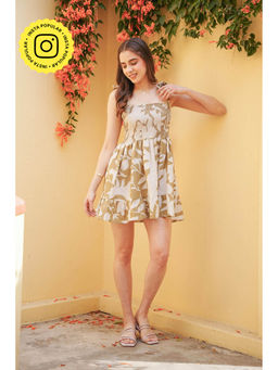 HOUSE OF SAL - Panama Smocked Beige Dress
