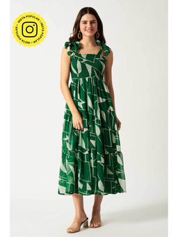 HOUSE OF SAL - Printed Midi Dress - Green