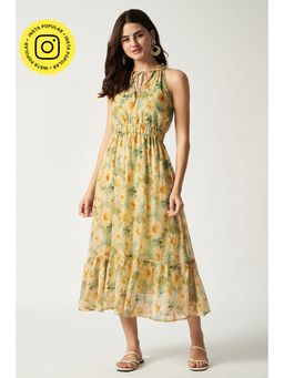HOUSE OF SAL - Yellow Floral Printed Midi Dress