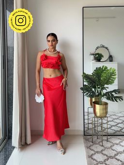 HOUSE OF SAL - Nile Satin Co-Ord Set - Red
