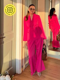 HOUSE OF SAL - Women Pink Polyester Solid Co-Ord Set