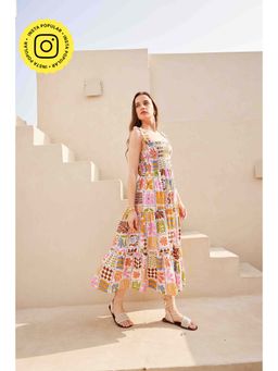 HOUSE OF SAL - Women Multi-Color Cotton Printed Dress