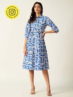 HOUSE OF SAL - Women Multi-Color Cotton Printed Dress