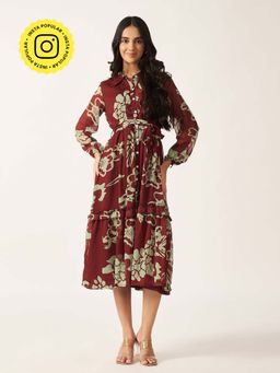 HOUSE OF SAL - Women Multi-Color Cotton Printed Dress