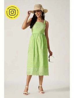 HOUSE OF SAL - Women Green Cotton Printed Dress