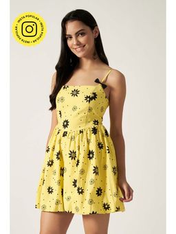 HOUSE OF SAL - Women Yellow Cotton Printed Dress