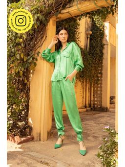 HOUSE OF SAL - Lana Women Green Collar Neck Shirt with Pant