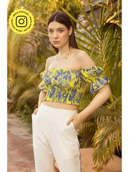 HOUSE OF SAL - Green Casandra Off Shoulder Smocked Top