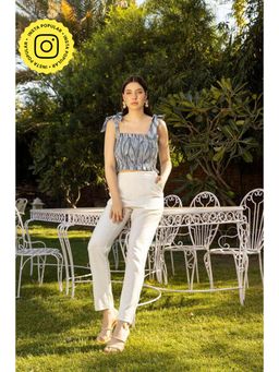 HOUSE OF SAL - Grey Self Design Polyester Crop Top