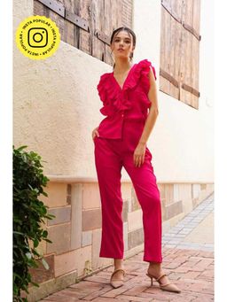 HOUSE OF SAL - Pink Ruffle Top and Pant Set