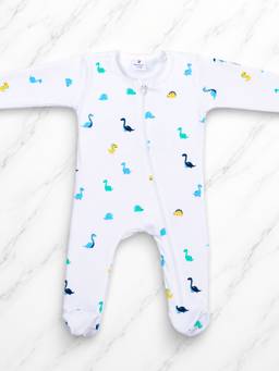Blumbuds - White Cotton Printed Bodysuit
