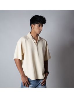 HOP HEAD - Beige Blended Fabric Collar Neck Polo T-Shirt