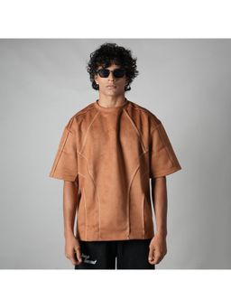 HOP HEAD - Brown Suede Crew Neck T-Shirt