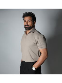 HOP HEAD - Grey Pure Cotton Collar Neck Polo T-Shirt