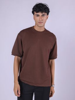 HOP HEAD - Brown Cotton Blend Crew Neck T-Shirt