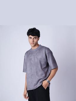 HOP HEAD - Charcoal Suede Crew Neck T-Shirt