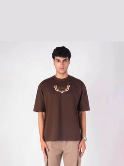 HOP HEAD - Brown Cotton Blend Crew Neck T-Shirt