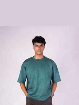 HOP HEAD - Green Suede Crew Neck T-Shirt