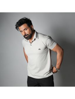 HOP HEAD - Grey Nylon Collar Neck Polo T-Shirt