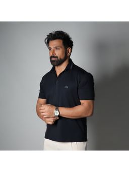 HOP HEAD - Navy Blue Nylon Collar Neck Polo T-Shirt