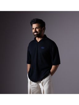 HOP HEAD - Navy Blue Cotton Collar Neck Polo T-Shirt